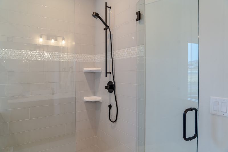 Contemporary Shower with Dark Tiles
